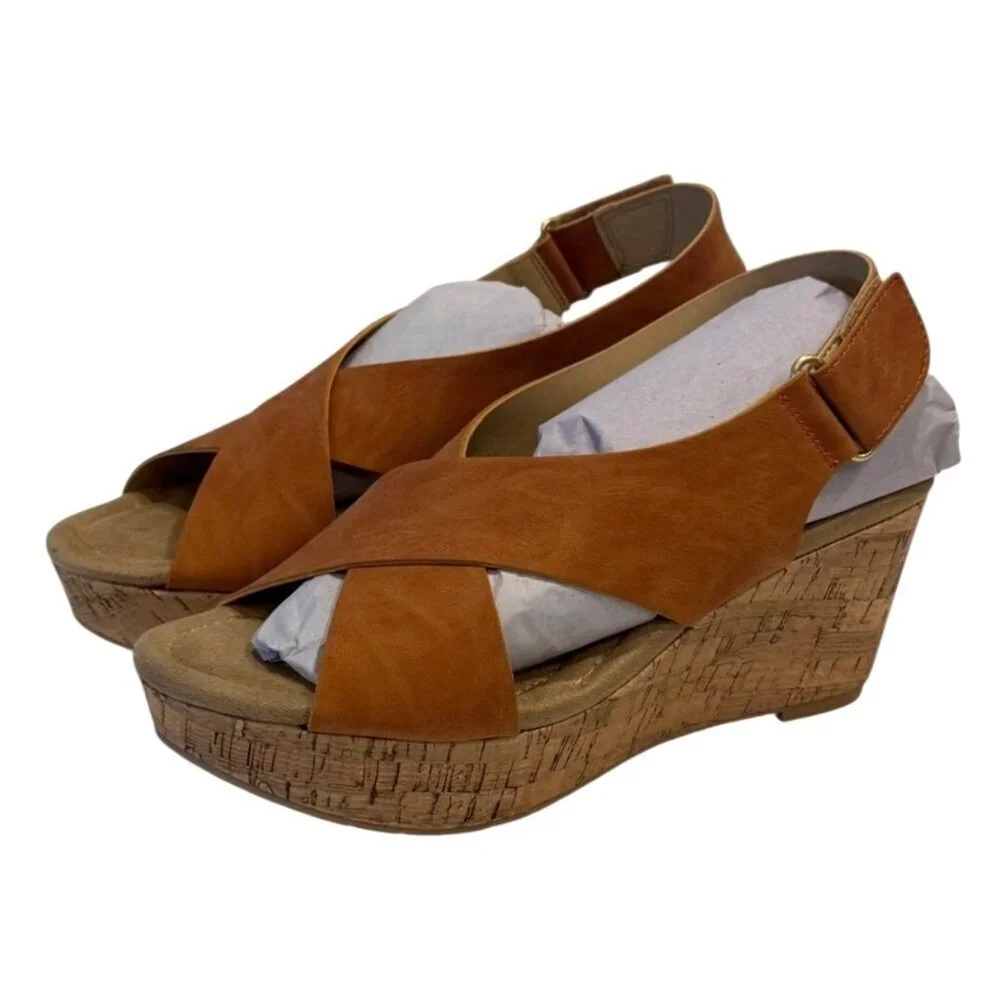 CL by Laundry Women's Dream Girl Sandals Criss Cross Clay Size 8 NIB